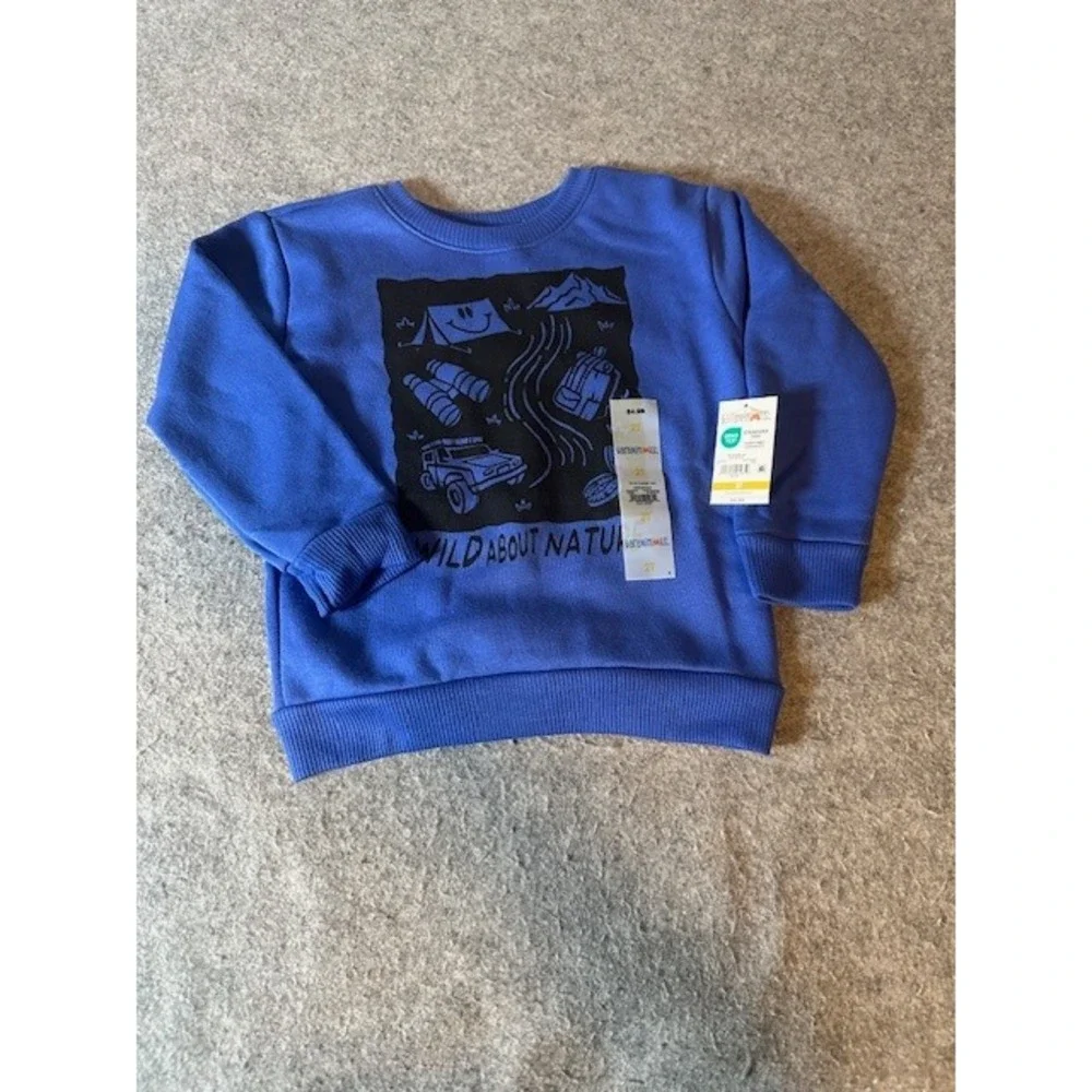Garanimals Toddler Boys 2T Dazzling Blue Wild About Nature Fleece Sweatshirt NEW